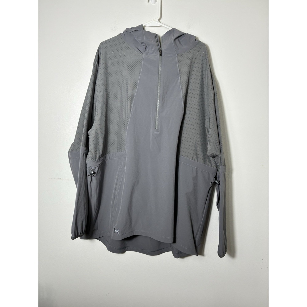 Under Armour Womens Squad Woven 1/2 Zip Windbreaker Jacket Size XXL Grey Active